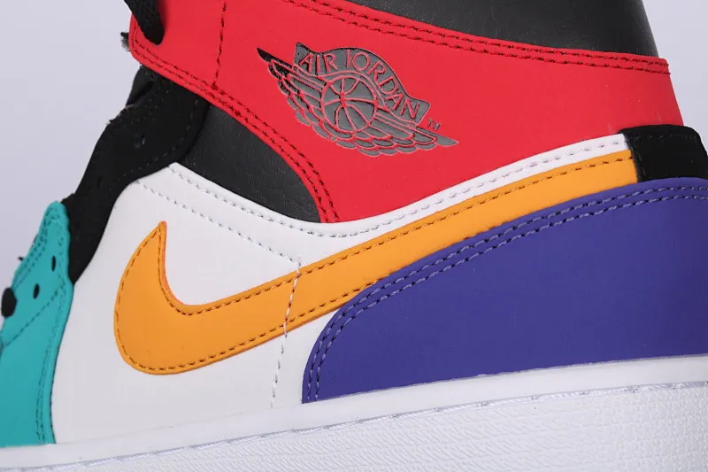 All categories Air Jordan Jordan series basketball shoes Air Jordan 1 Mid Air Jordan 1 Mid four-color stitching toe mid-top full toe layer authentic 554724-125